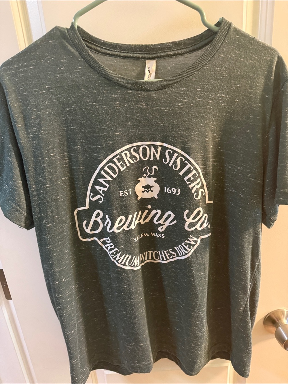 Sanderson Sisters Brewong Co Heathered Forest Green Bella Canvas Tee